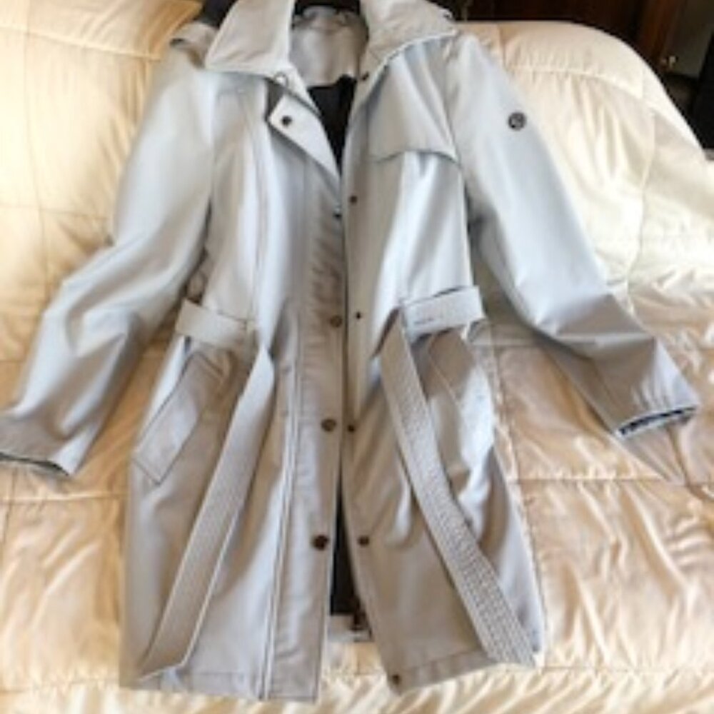 Calvin Klein lined dove grey zippered trench coat - medium